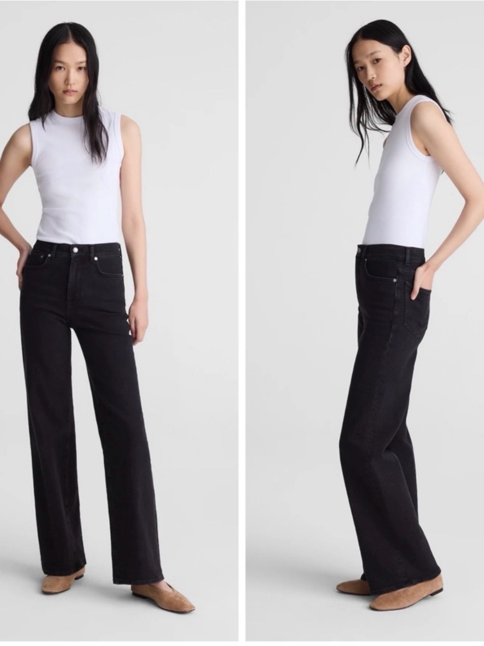 Madewell The Wide-Leg Jean in Super Stretch Denim Black Frost Size 29